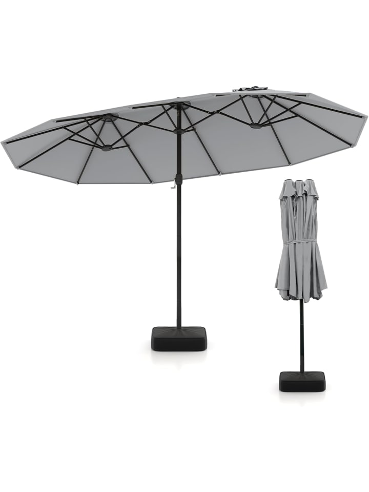 COSTWAY Doppelsonnenschirm mit Ständer 443x265cm in Grau günstig kaufen onesize