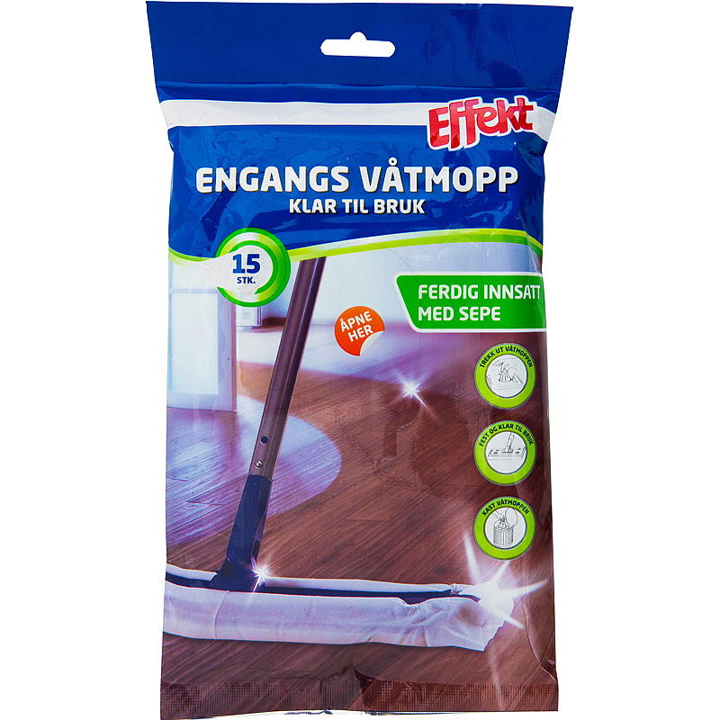 Effekt Våtmopp engangs 15 stk 40 cm mopp Effekt