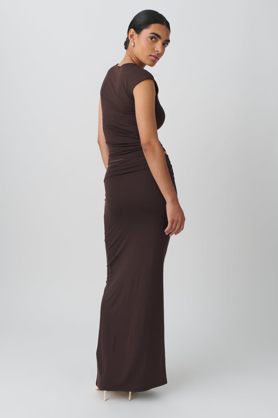 Soft touch folded maxi skirt
