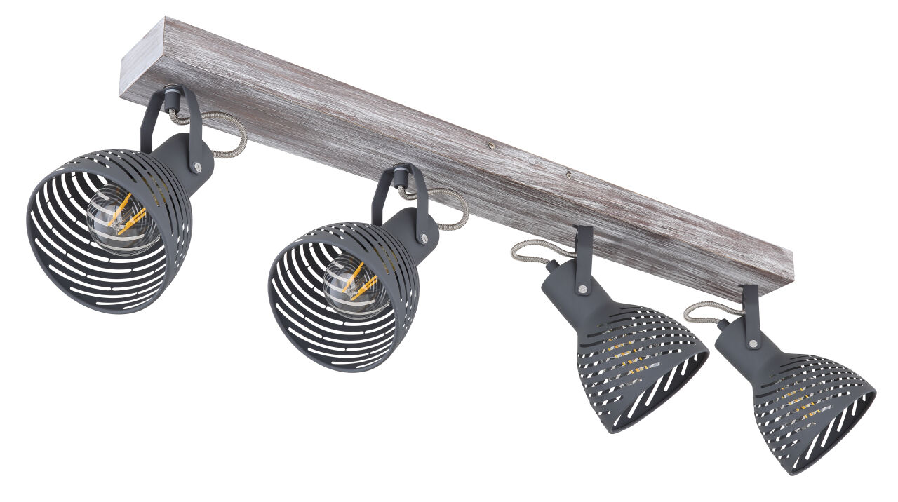 Globo Lighting - MORI - Strahler Holz antik weiß getüncht, 4x E27