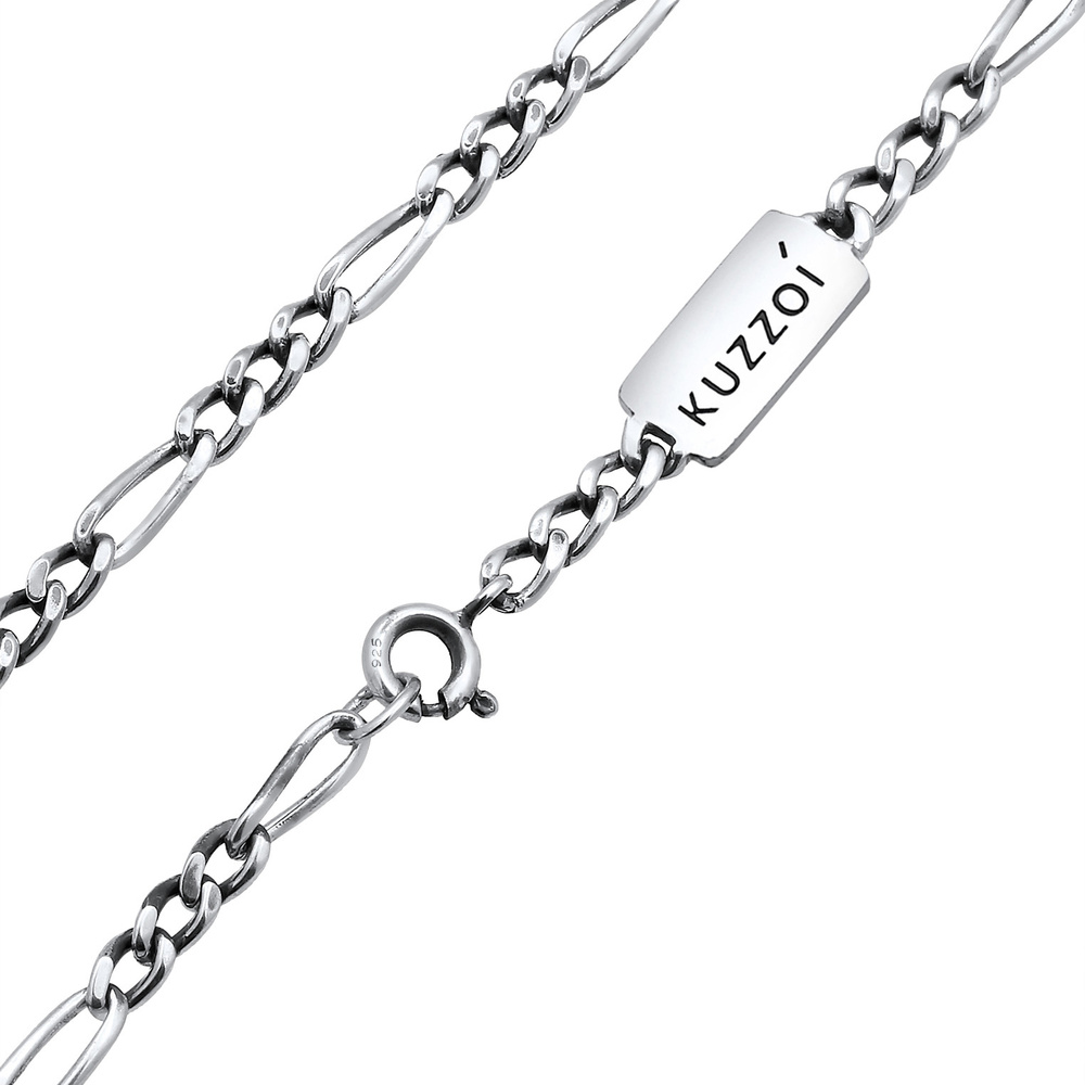 KUZZOI KUZZOI Collier Chaîne de Figaro Basic Trend Massif Oxidée Collier Homme - (925/10 collier