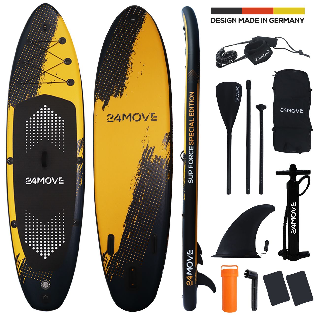 24MOVE Standup Paddle SUP Board Set SPECIAL FORCE 320, inkl. umfangreichem Zubehör, Paddel und Doppelhubpumpe