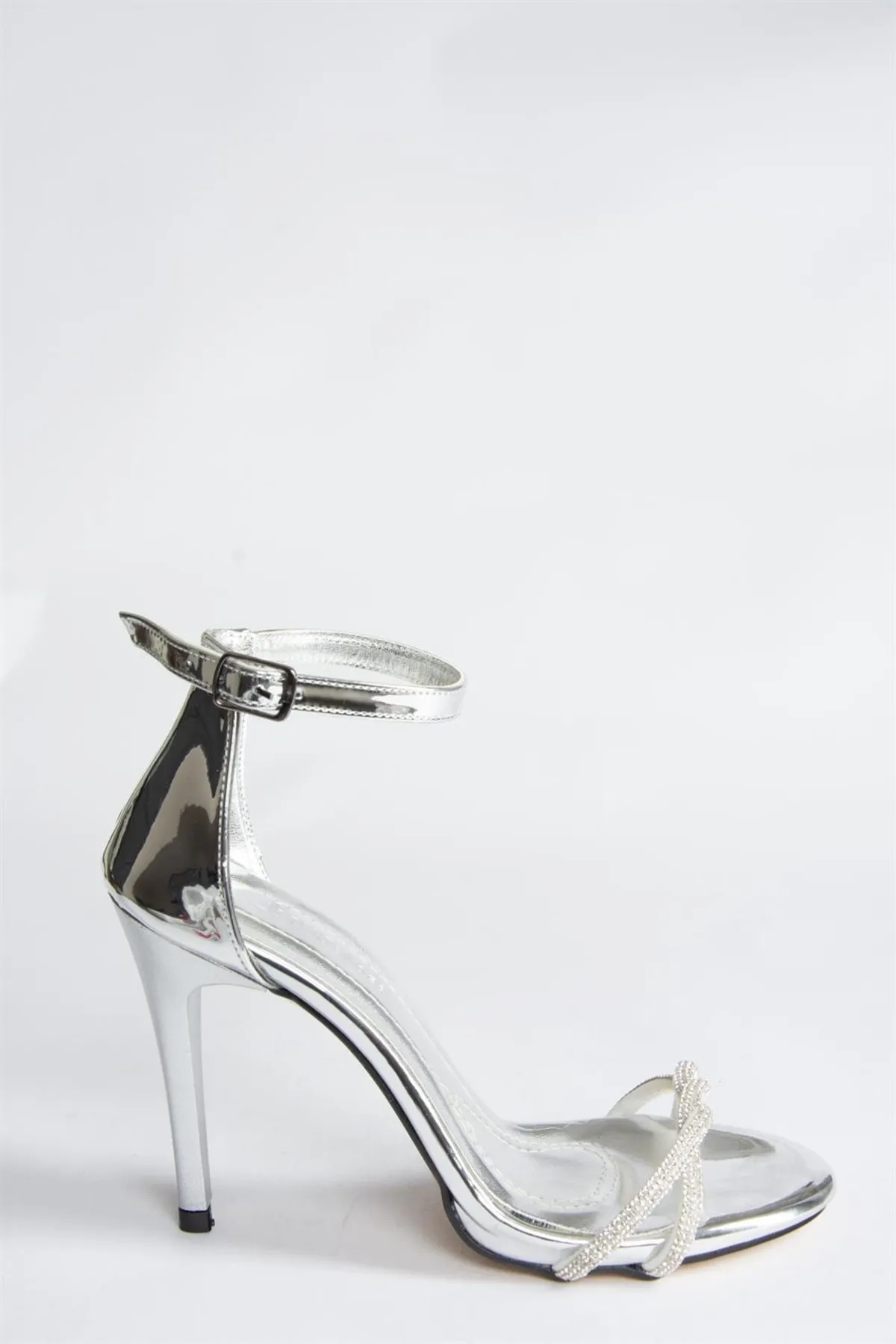 Fox Shoes  Silberne Mirror Stone Damen-Abendschuhe mit dünnem Absatz P251144134