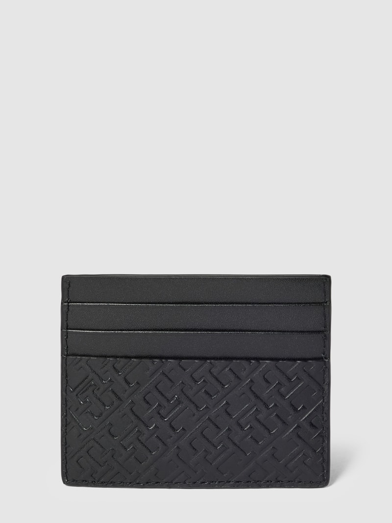 Kartenetui mit Label-Details Modell 'MONOGRAM' in schwarz