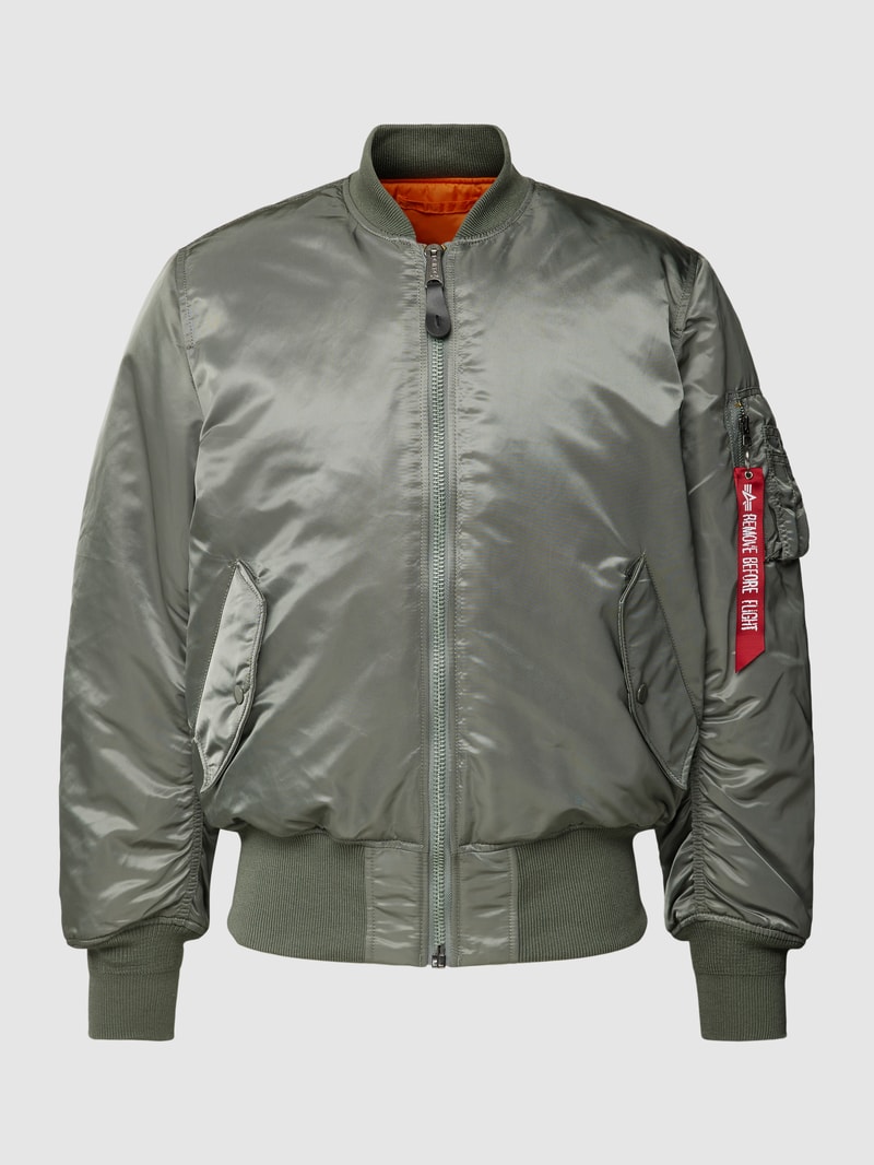 Bomberjacke mit Label-Detail in olivgrün
