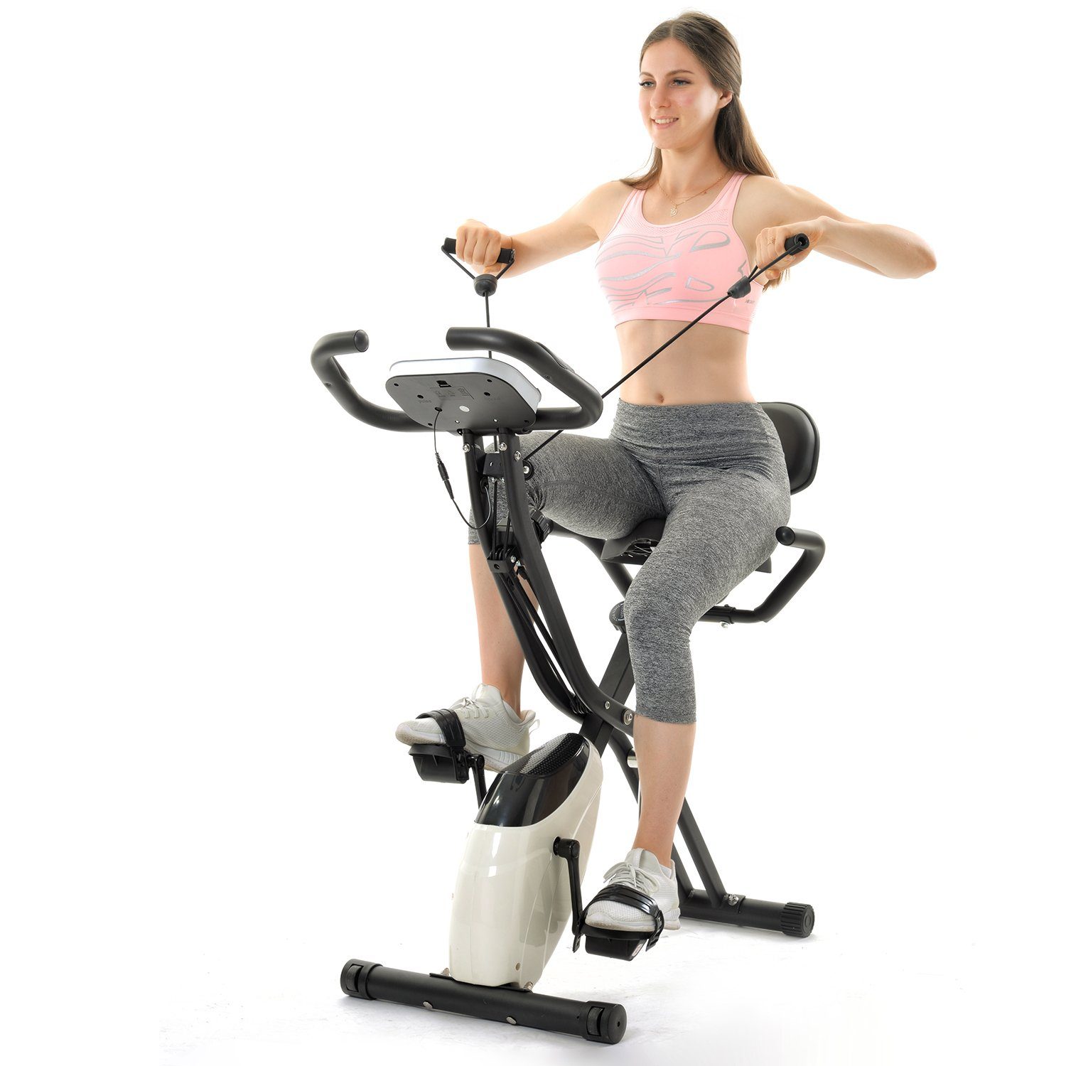 WISHDOR Heimtrainer Magnetisch faltbares Fitnessfahrrad (Der klare digitale Monitor, 4-in-1-Fitnessdesigns), Verbesserte Spannkraftregelung Ultrakompaktes Design