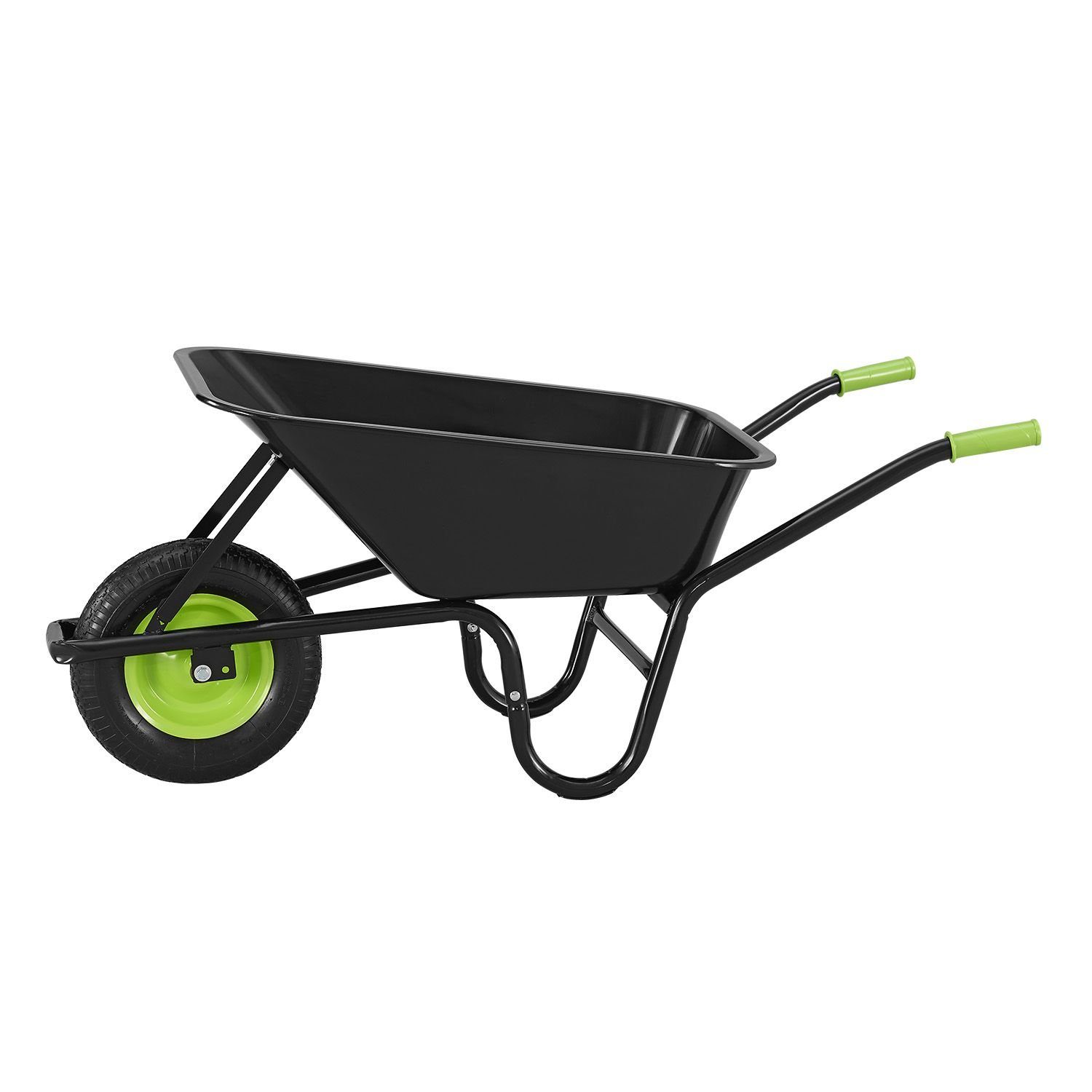 Juskys Schubkarre Garden, 100L, bis 210 kg, Luftreifen, verzinkte Wanne, inkl. Handschuhe