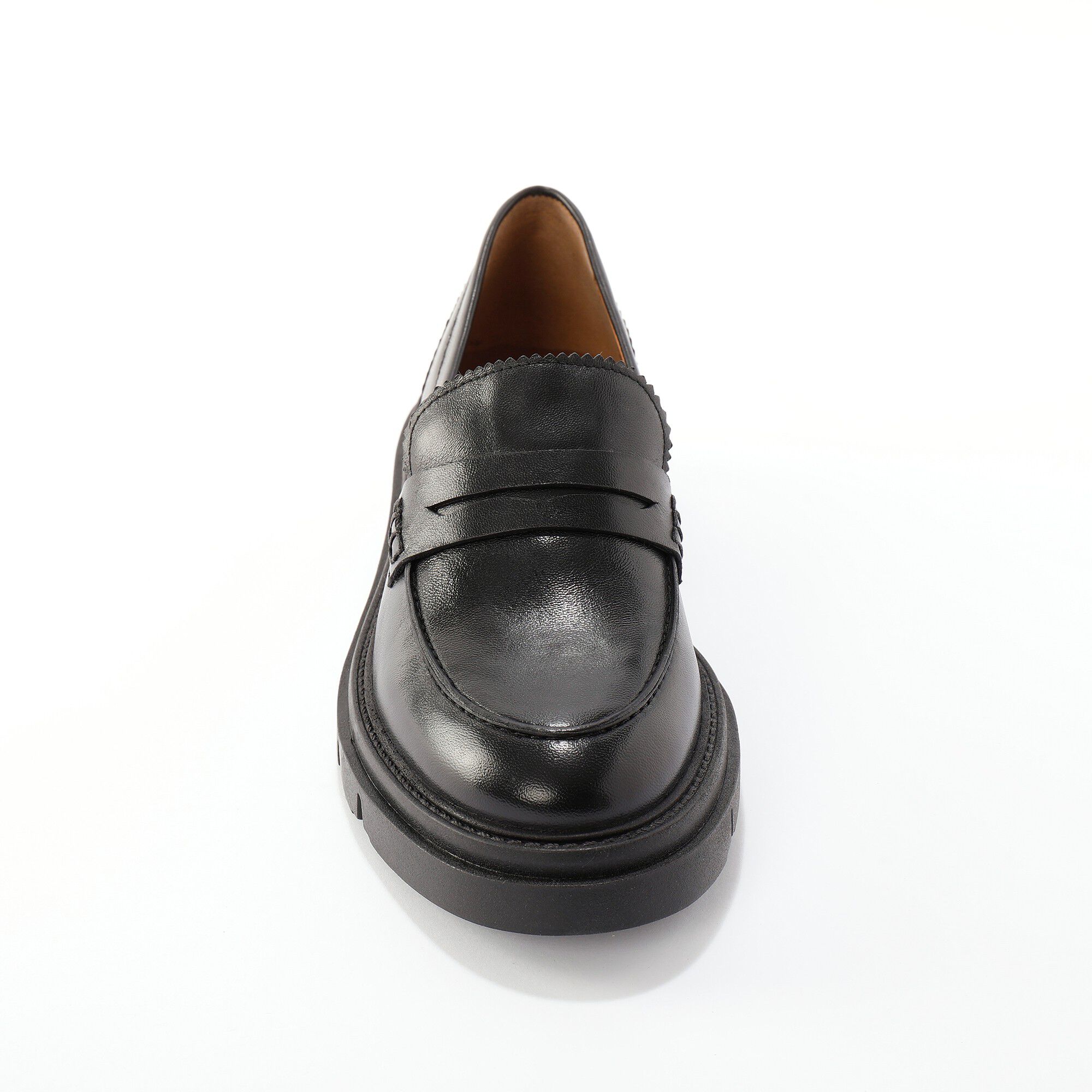 Mocassins semelle crantée, cuir