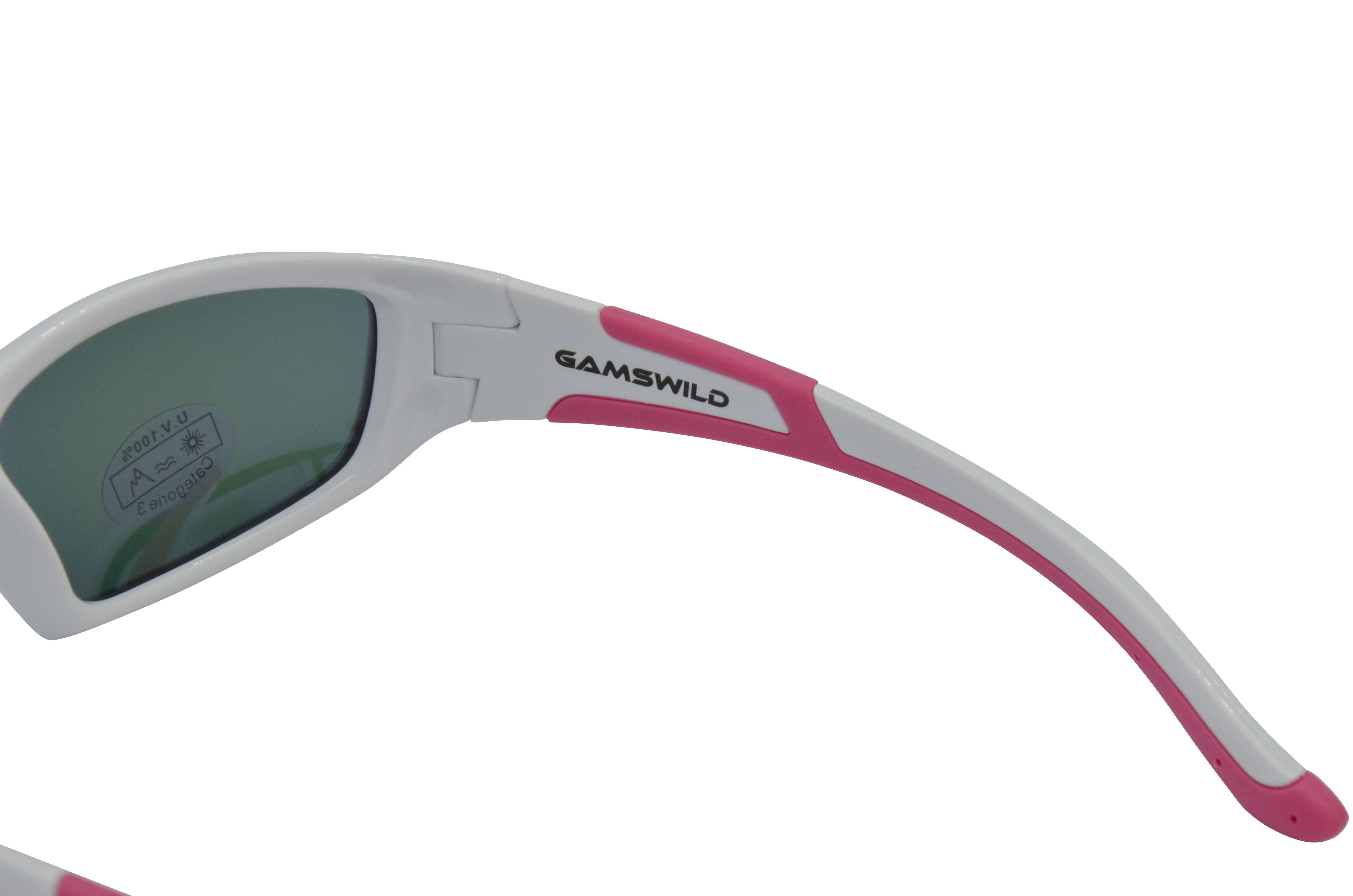 Gamswild Sonnenbrille WJ5821 GAMSKIDS Jugendbrille 5-12 Jahre Kinderbrille Mädchen Jungen kids Unisex, beere, blau, weiß, schwarz-grün, polarisierte Gläser