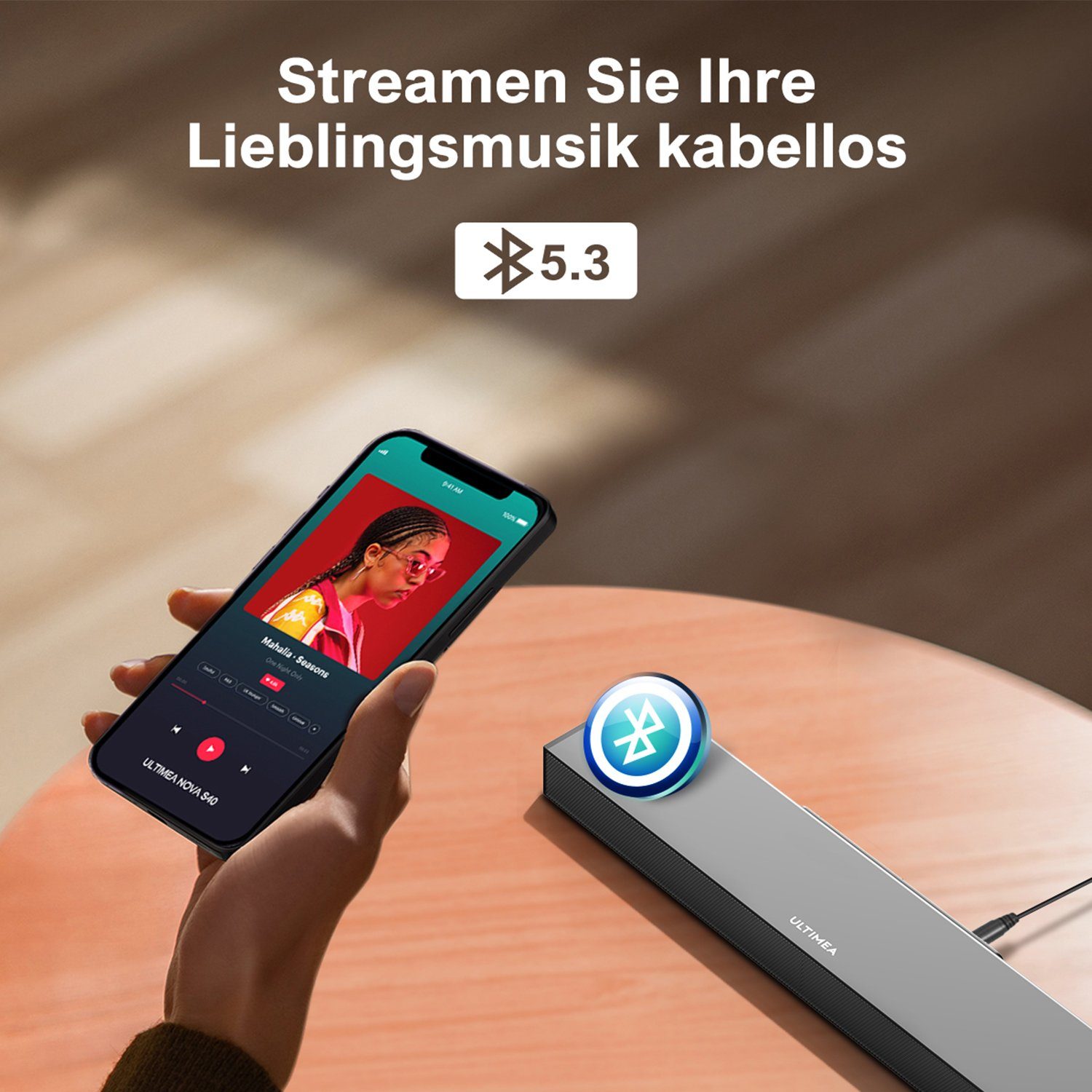 Ultimea Nova S40 2.1 Soundbar (HDMI ARC, 160 W, Surround-Sound, Bass Verbessert, 35mmT, Schlank Aber Leistungsstark)