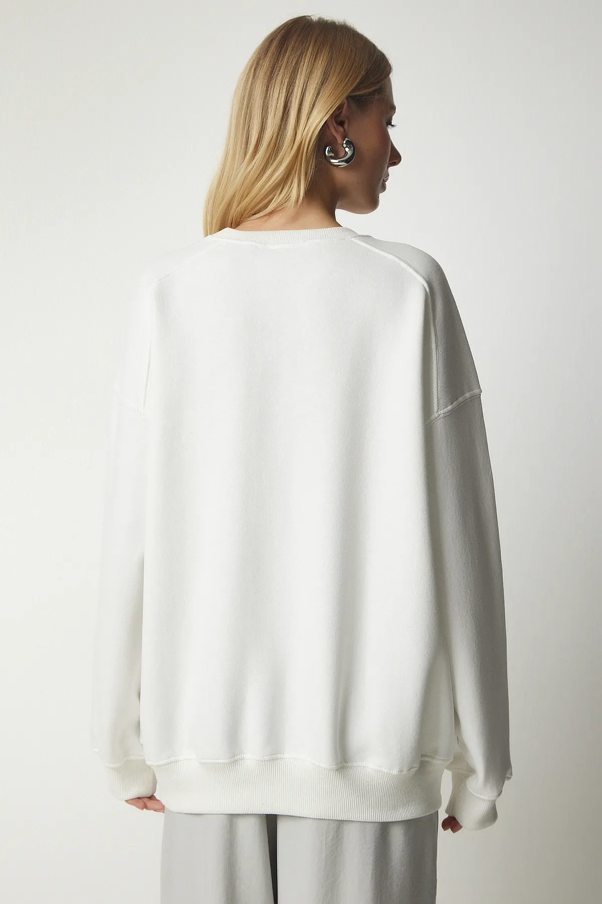 Happiness İstanbul  Sweatshirt - Ecru - Oversized