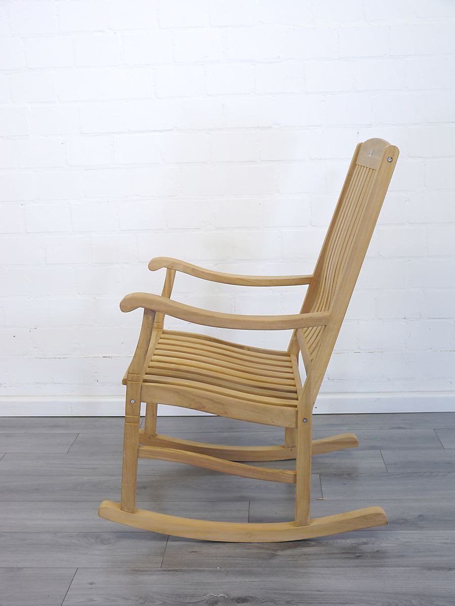 AFG Schaukelstuhl Schaukelstuhl Gartenstuhl Teak Massivholz für drinnen und draußen