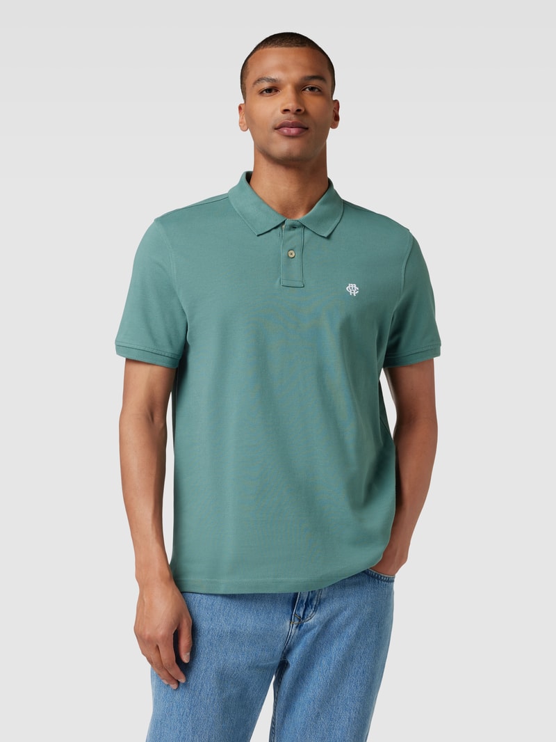 Poloshirt mit Label-Stitching in neon blau