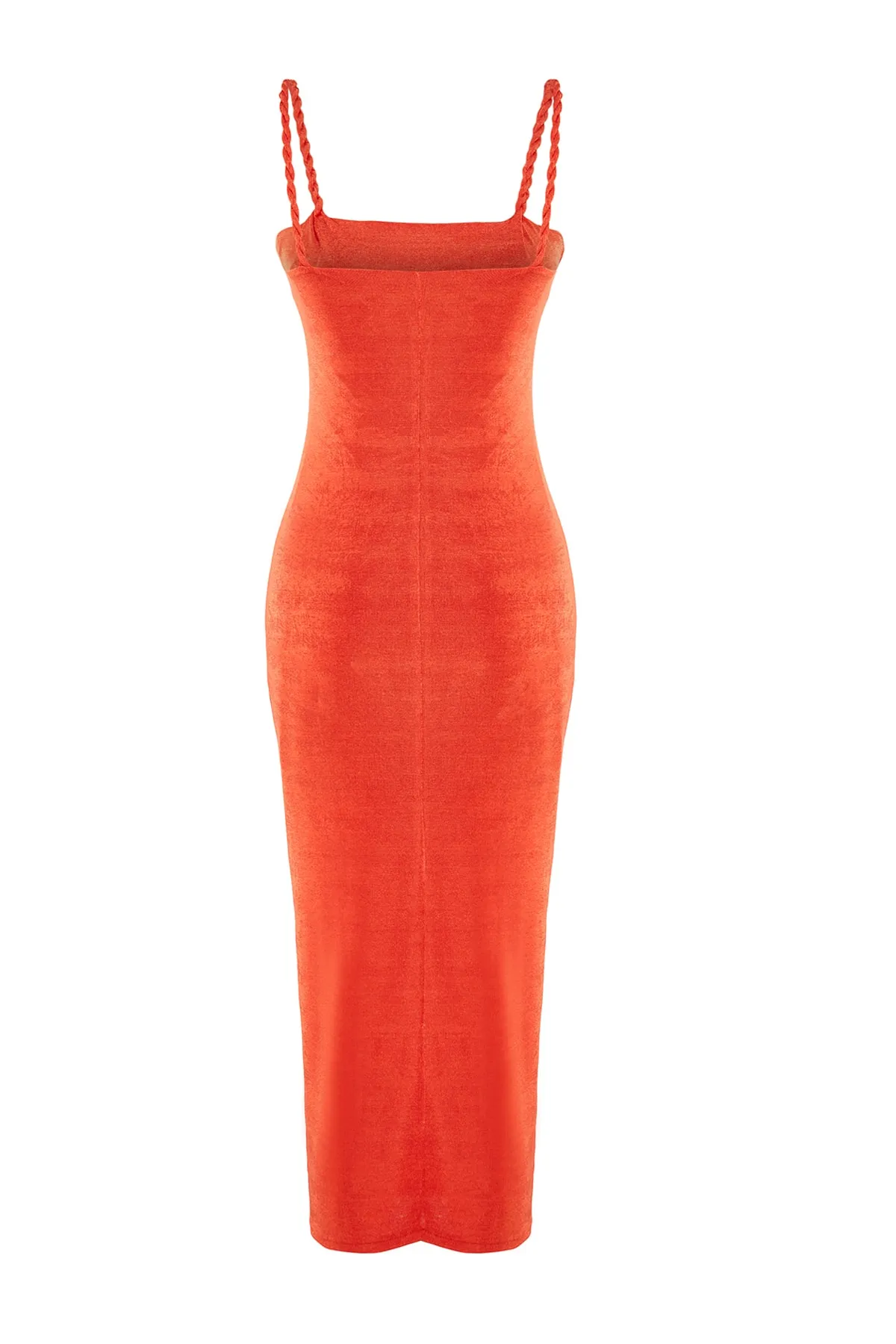 Trendyol Collection  Orange gefüttertes, gestricktes, glänzendes, elegantes Abendkleid TPRSS23EL00241