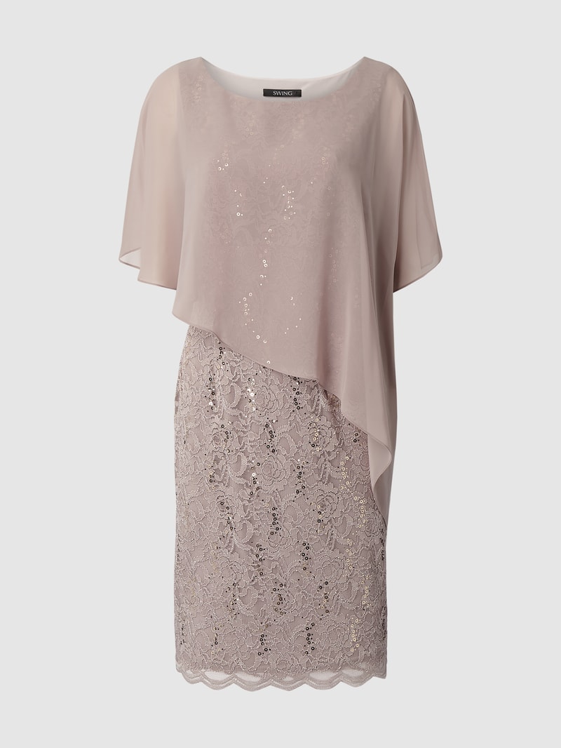 Cocktailkleid aus floraler Spitze in beige