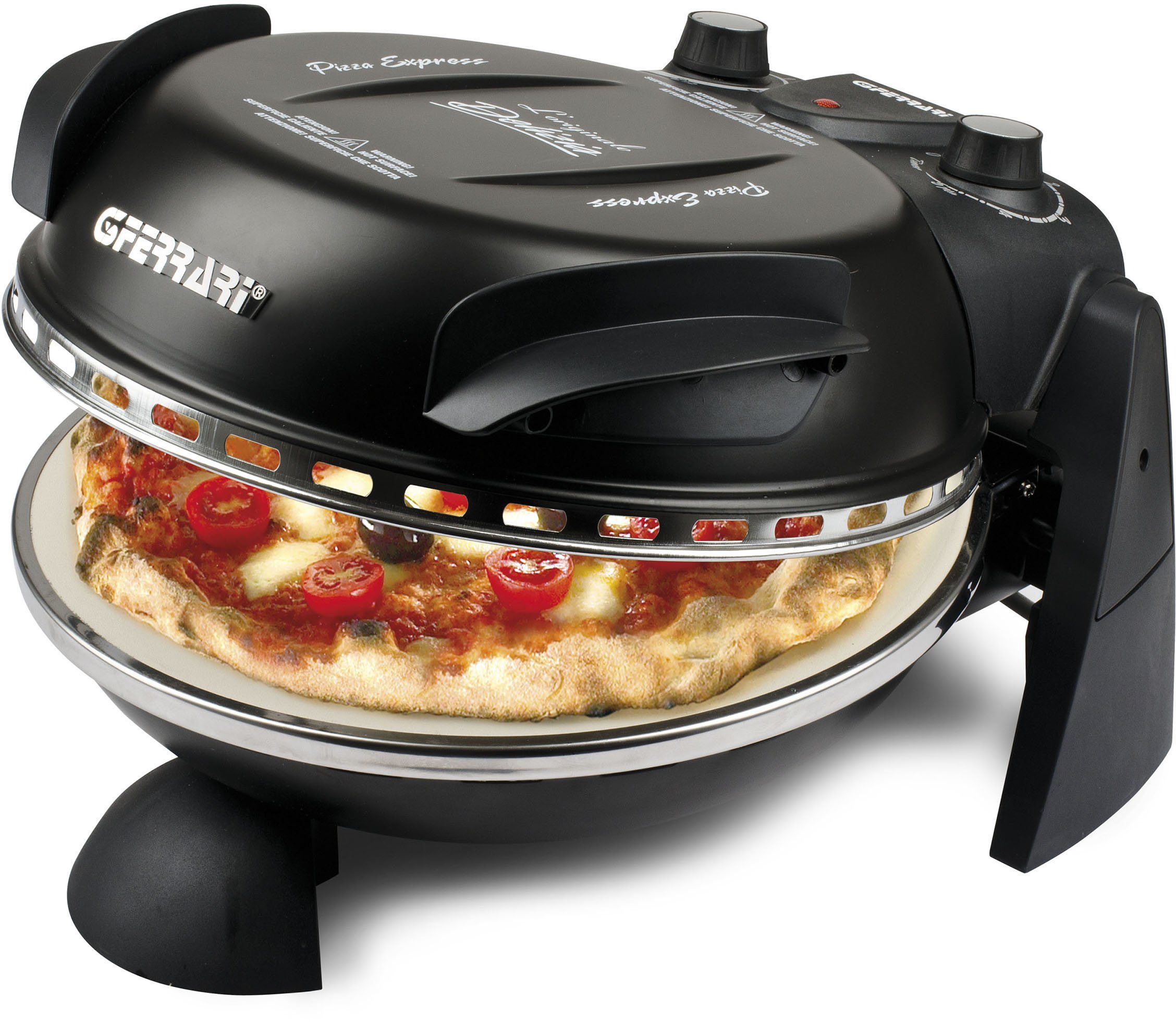 G3Ferrari Pizzaofen Delizia G1000610 schwarz, bis 400 Grad mit feuerfestem Naturstein
