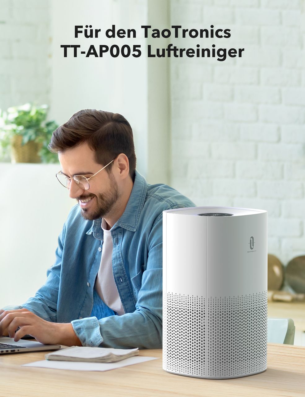 TaoTronics TT-AP005 Luftreiniger (weiß, 3-in-1 True HEPA H13 Filter, 99,97% Filterleistung, Auto-Modus)