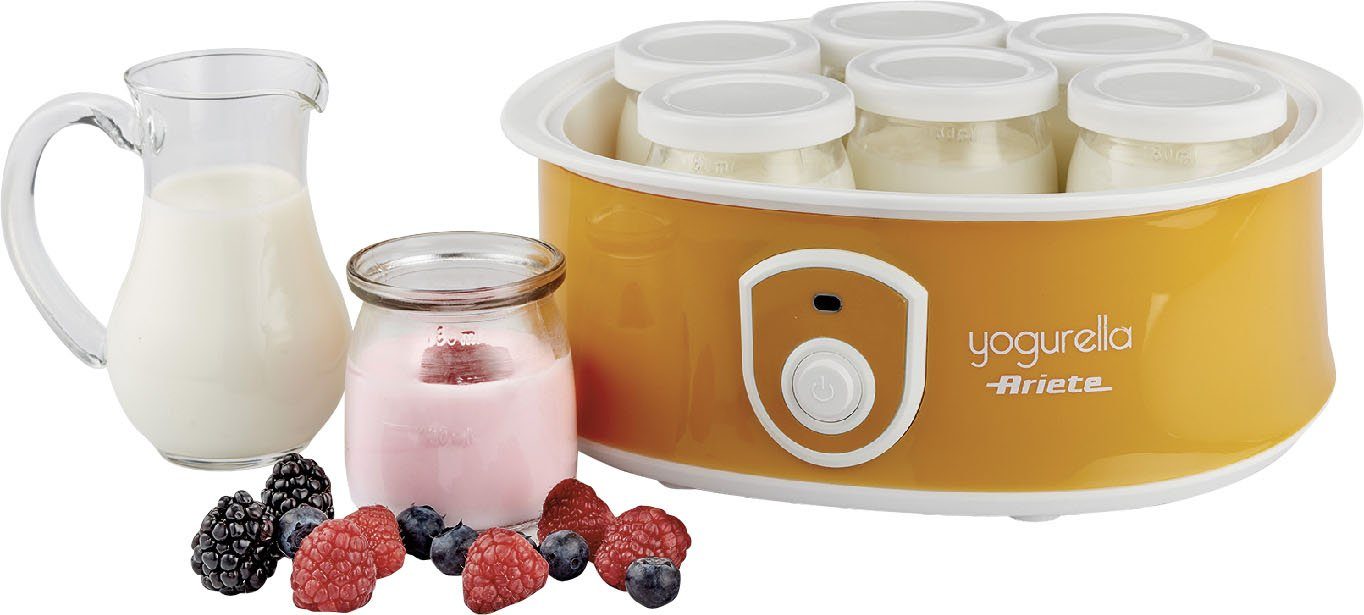 Ariete Joghurtbereiter 617 Yogurella, 6 Portionsbehälter, je 185 ml, mit 6 Portionsgläsern