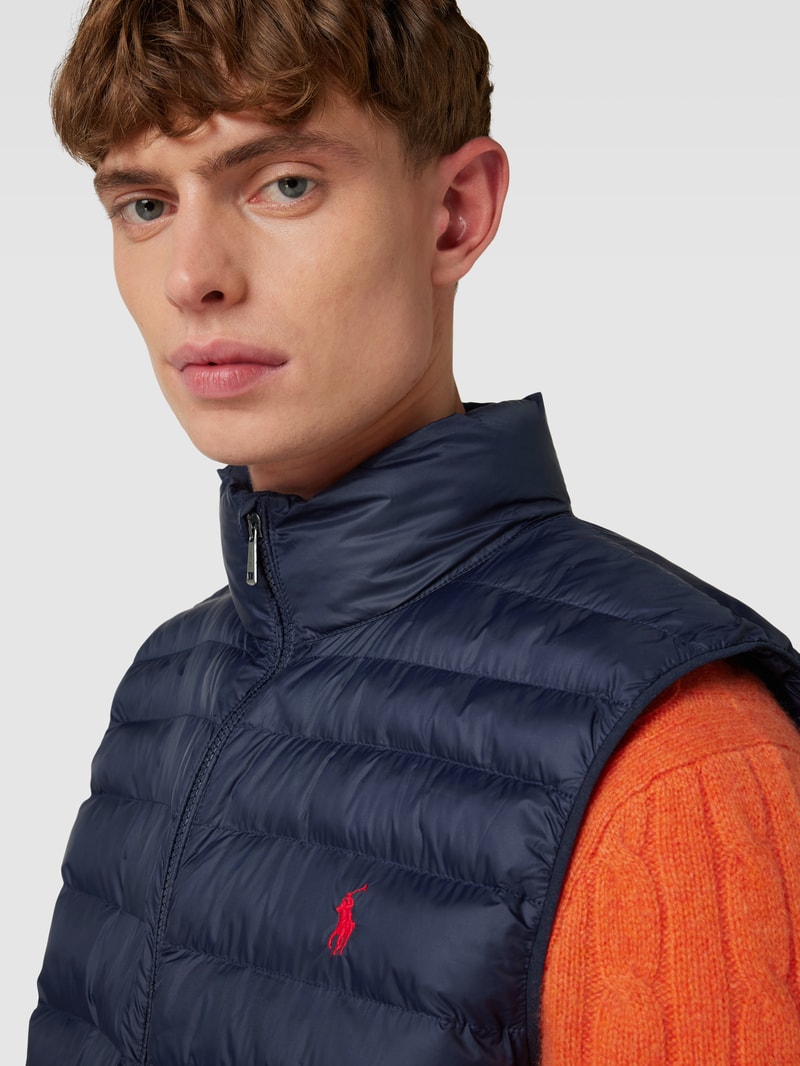 Steppweste mit Label-Stitching Modell 'TERRA' in marineblau