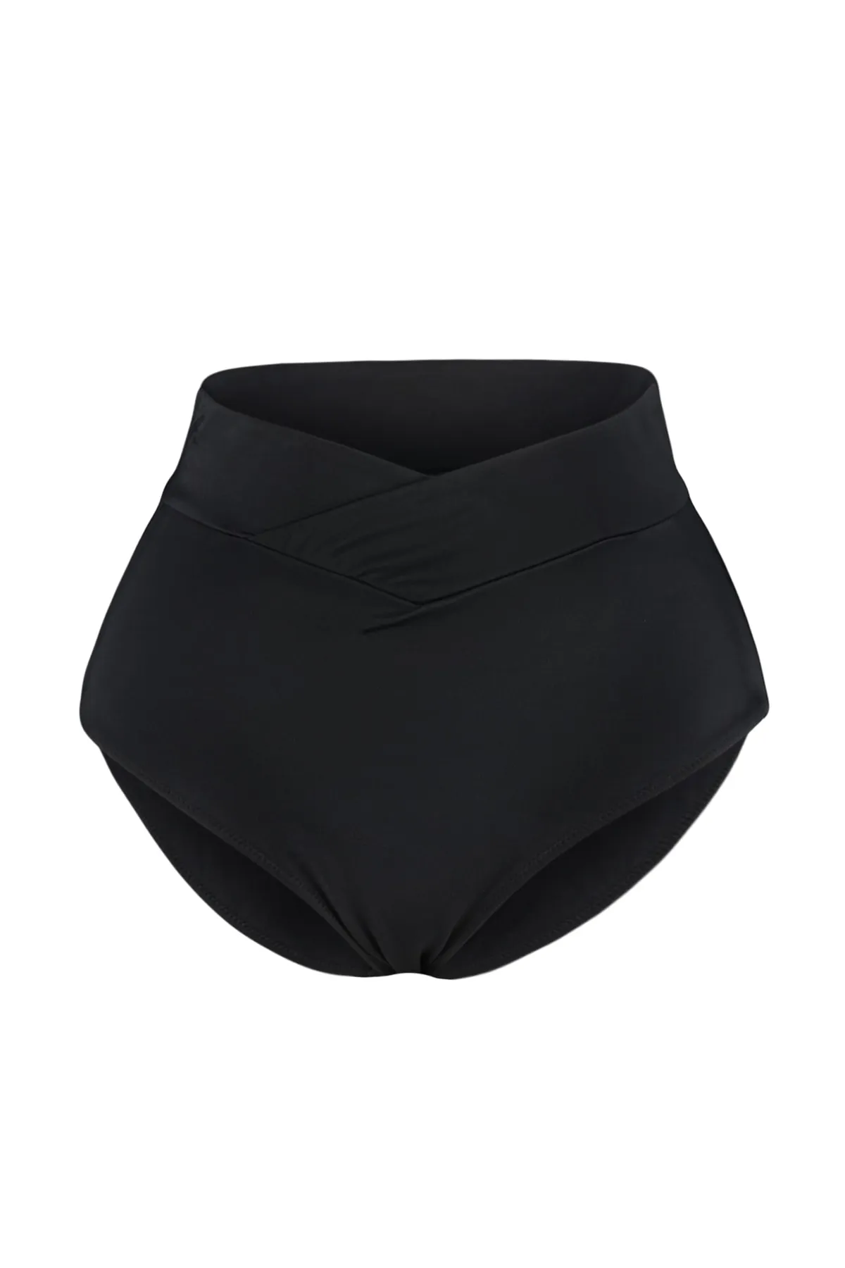 Trendyol Curve  Schwarze Bikinihose mit hoher Taille, schrägem Detail und schlankmachendem Effekt