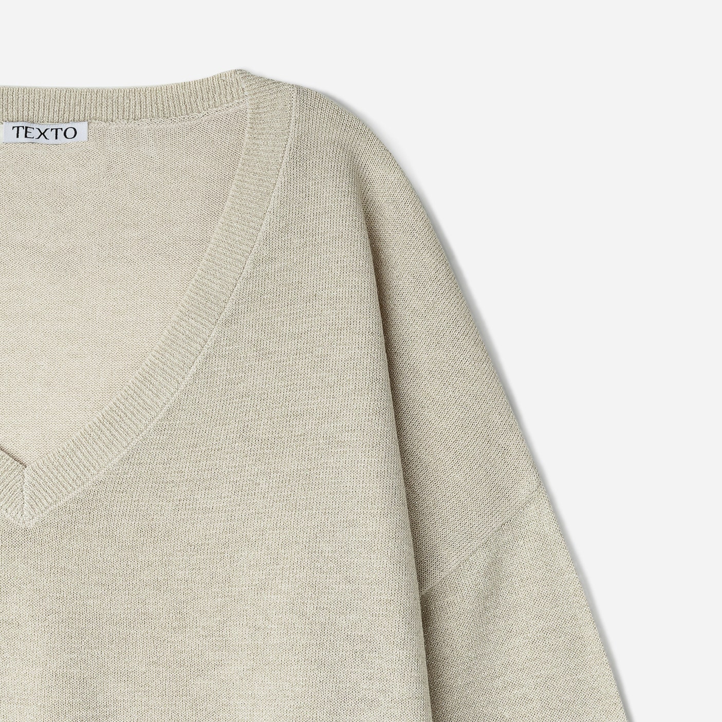 Pull TEXTO beige tricot pailleté doré