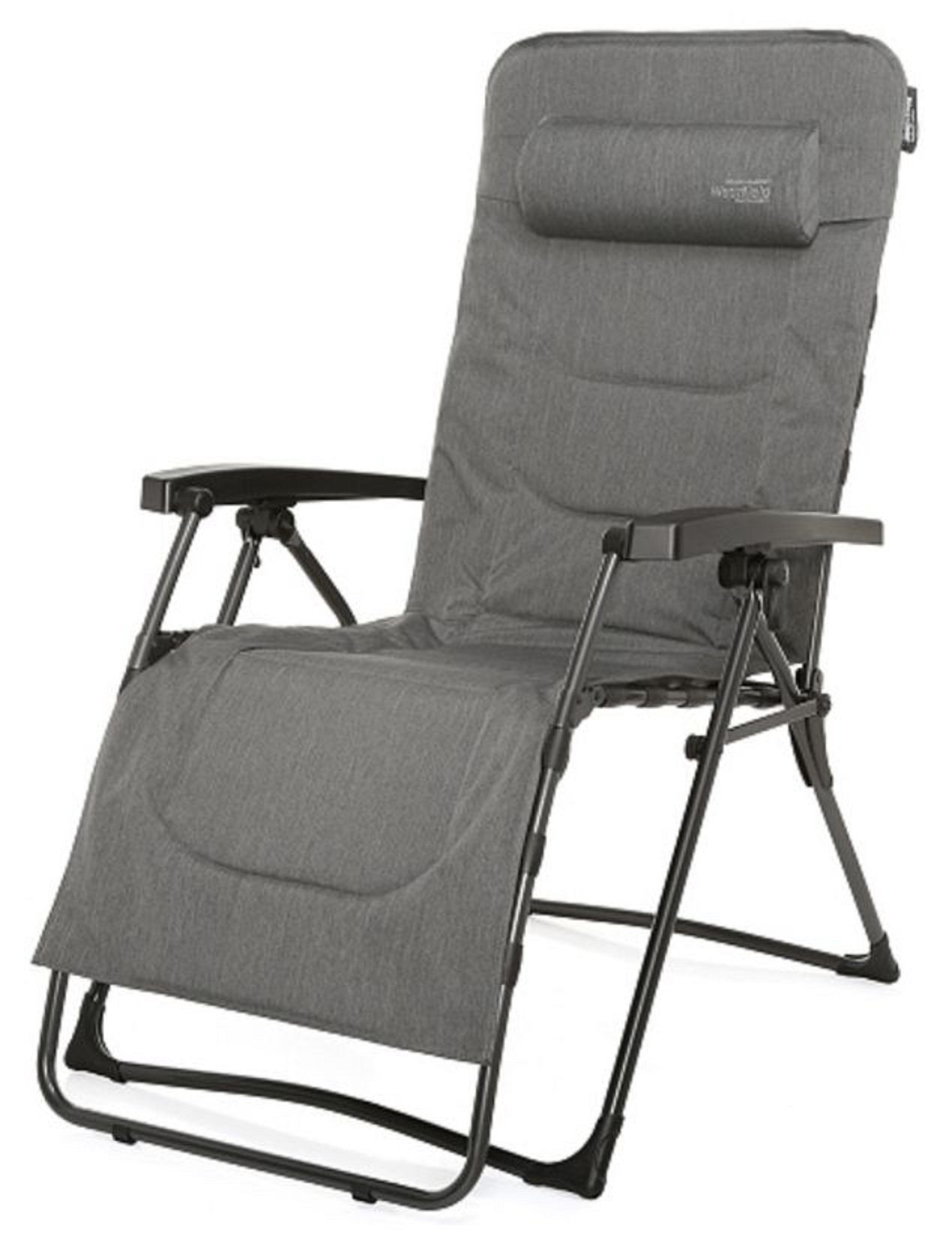 Westfield Gartenliege Relaxliege anthrazit Liegestuhl Sonnenliege XL Relaxsessel, Relaxsessel mit Kopfkissen, stufenlos verstellbar, klappbar, 140 kg Tragkraft, Camping