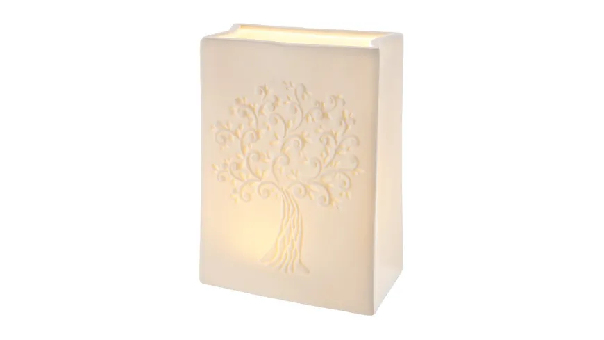 GILDE Porzellan LED-Tasche Baum H=16,5cm weiß