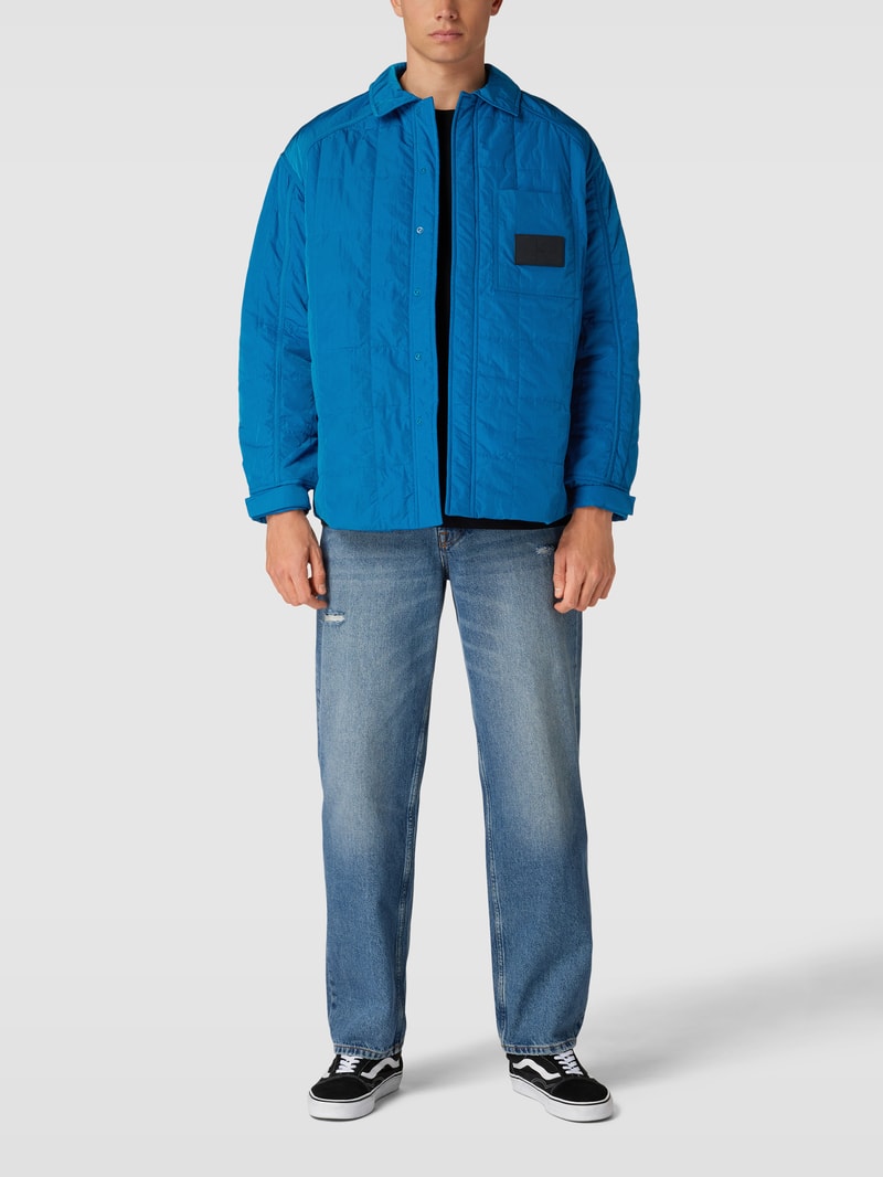Jacke mit Label-Patch Modell 'QUILTED' in royalblau