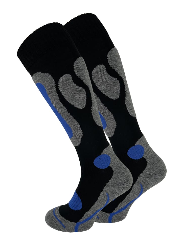 Cotton Prime® 2 Paar Skisocken mit Spezialpolsterung Skistrümpfe in schwarz/blau günstig kaufen