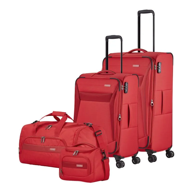 Travelite CHIOS Kofferset mit 4 Rollen Gr. L\/M (inkl. Reisetasche + Beautycase) - Rot