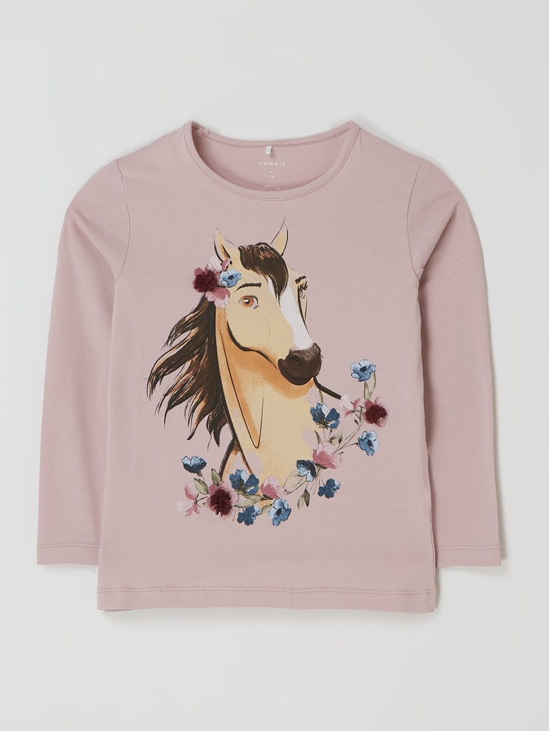 Longsleeve mit Print Modell 'Spirit' in flieder