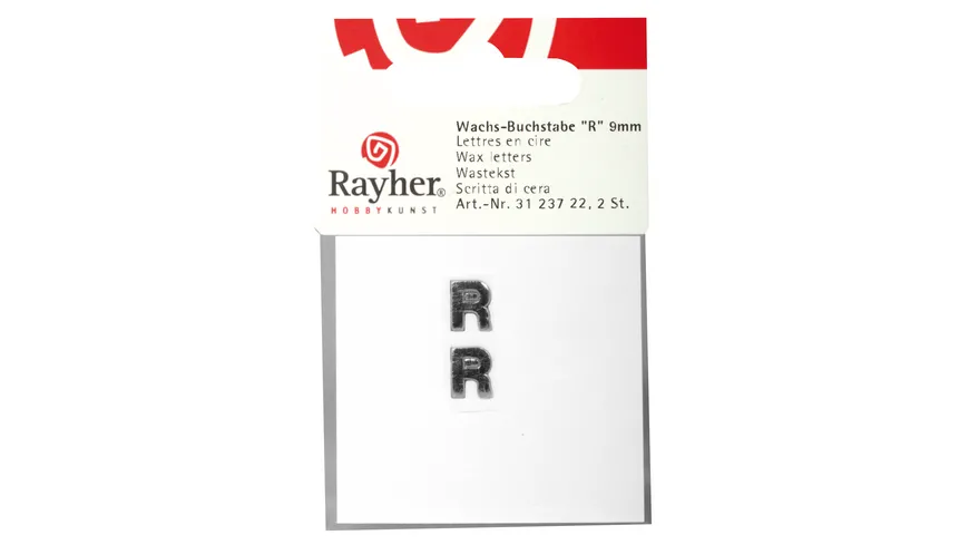 Rayher Wachsbuchstaben -R- silber 9mm 2Stück