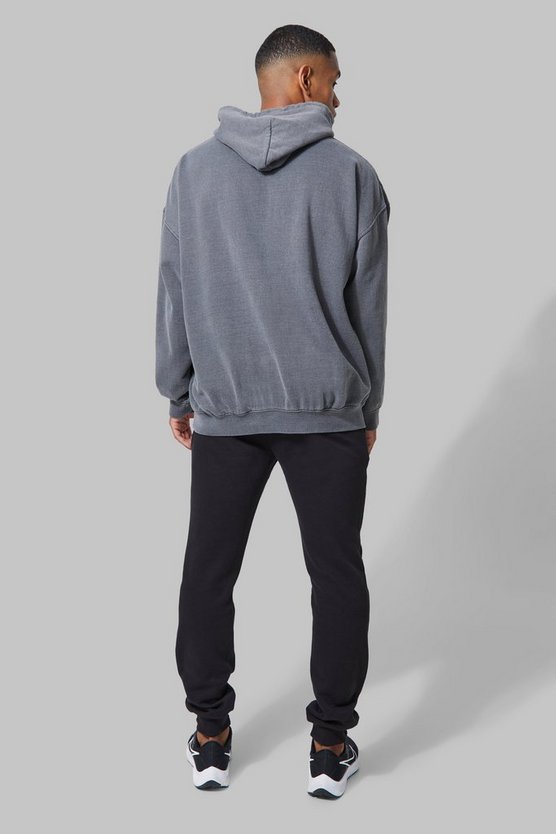 Man Active Oversize Hoodie mit Acid-Waschung
