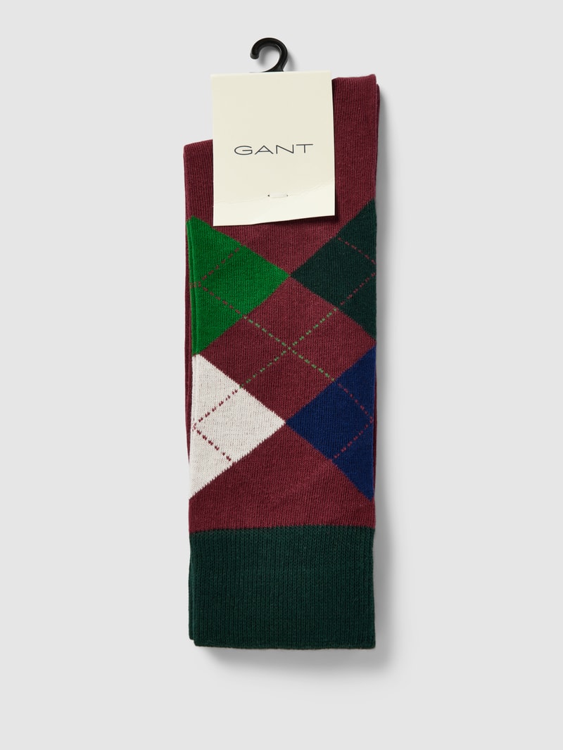 Socken mit grafischem Muster Modell 'ARGYLE' in dunkelrot