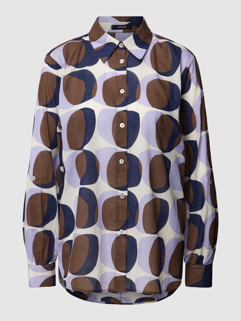 Bluse mit Allover-Muster Modell 'Fumine witty' in mittelbraun