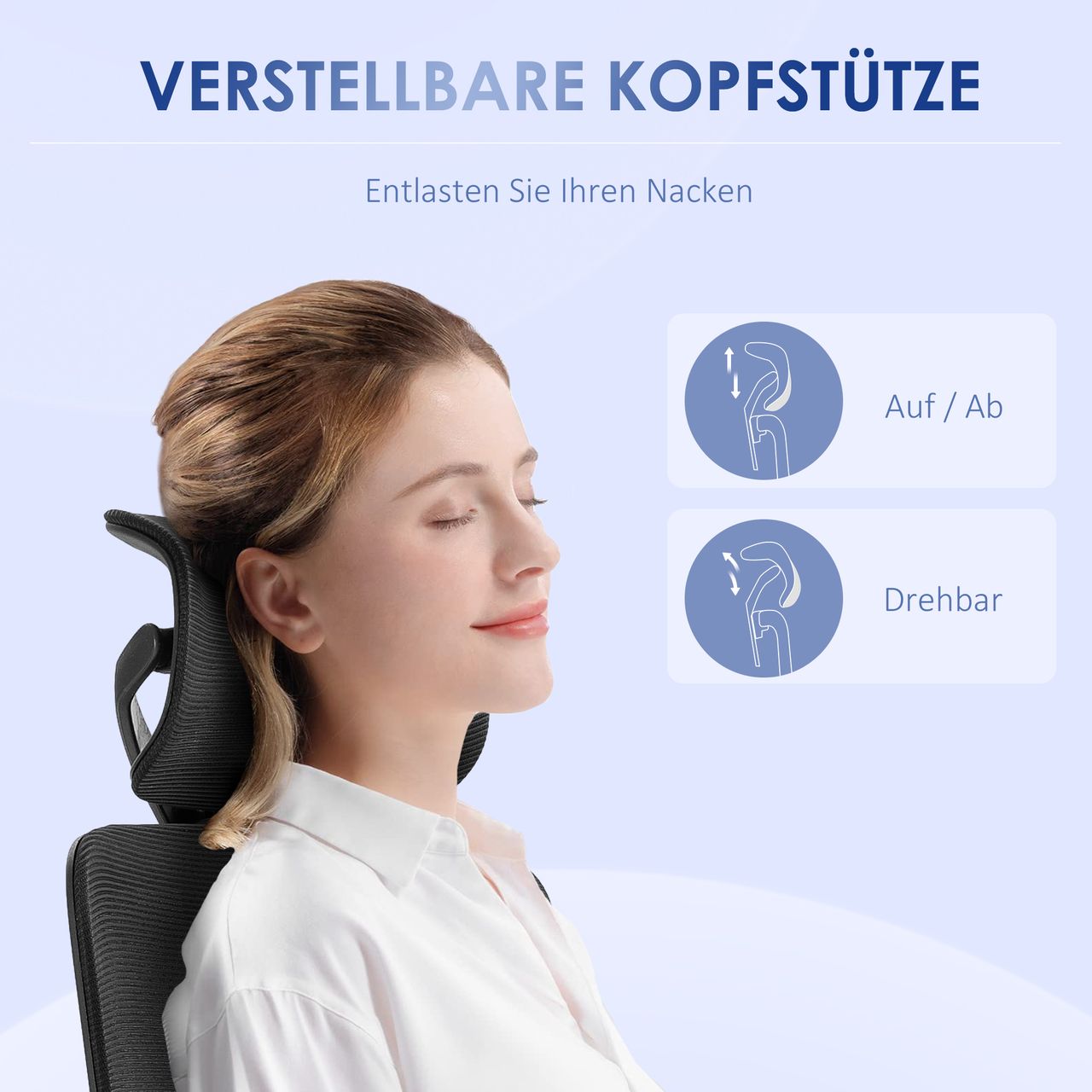 Vinsetto Bürostuhl mit Wippfunktion, höhenverstellbarer Schreibtischstuhl, Mesh
