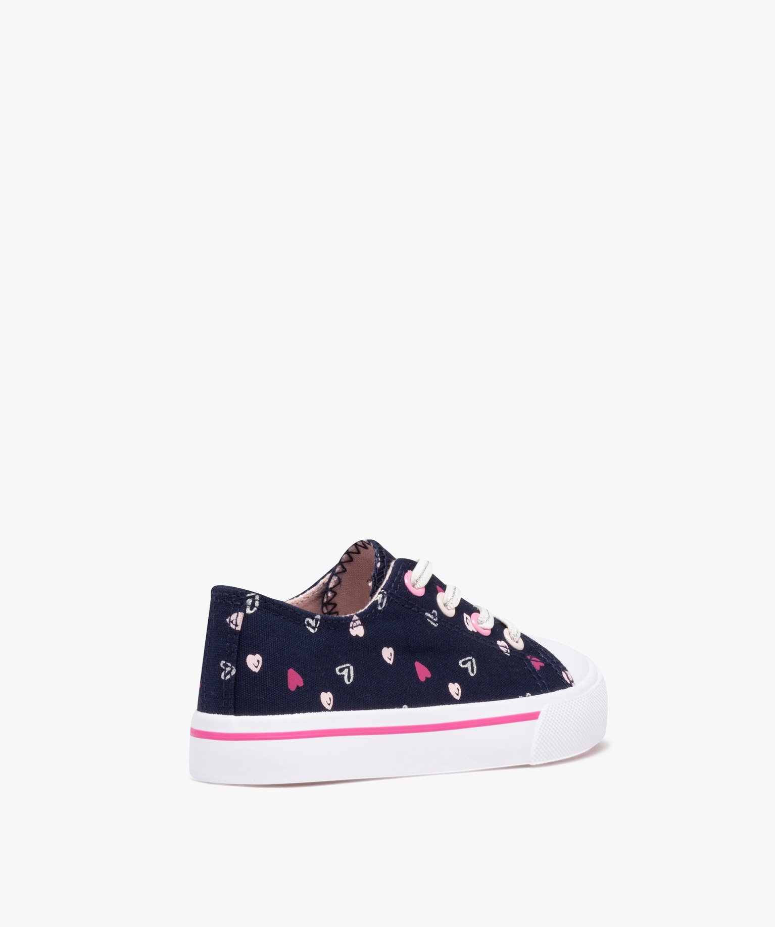 Tennis fille en toile imprimée fermeture lacets élastiques marine | GEMO