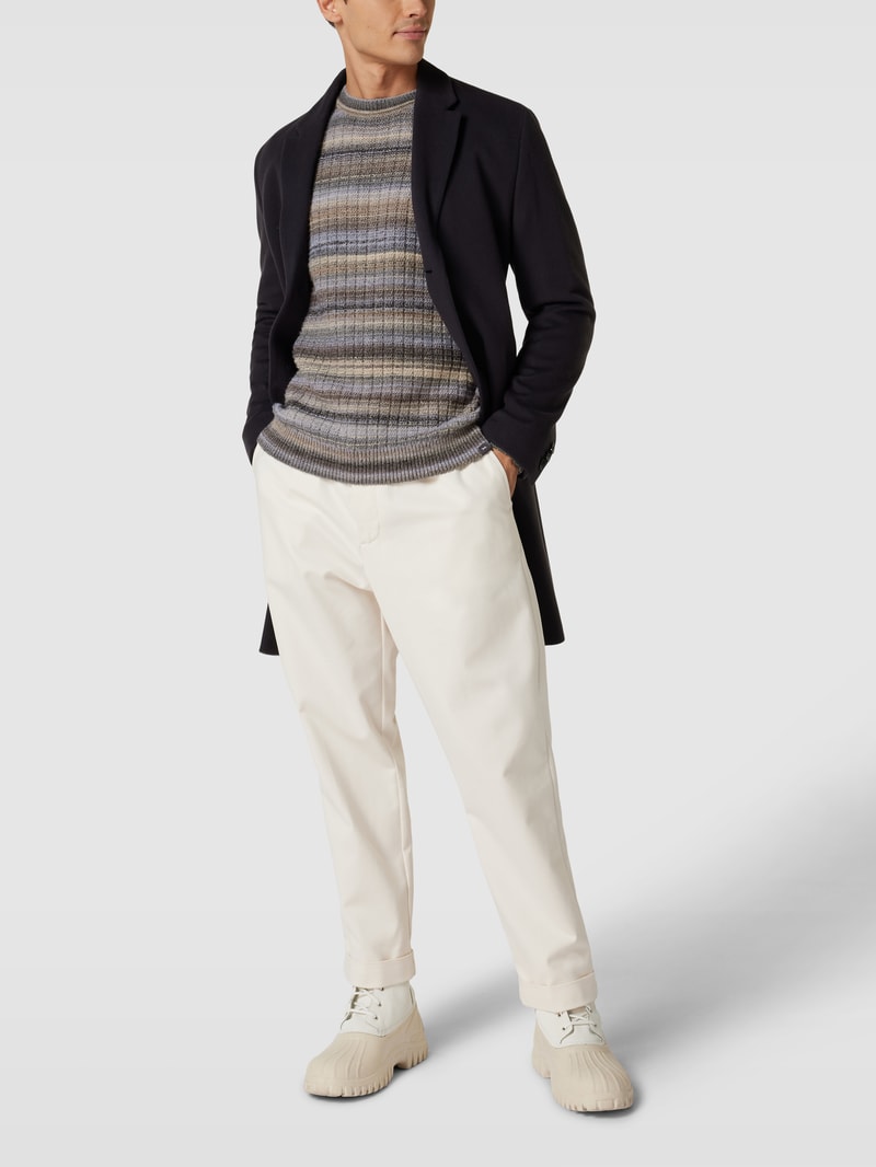 Strickpullover mit Streifenmuster Modell 'RICK' in mittelgrau