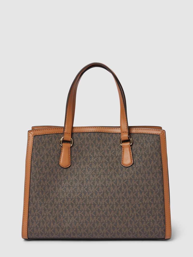 Handtasche mit Allover-Logo Modell 'CHANTAL' in mittelbraun