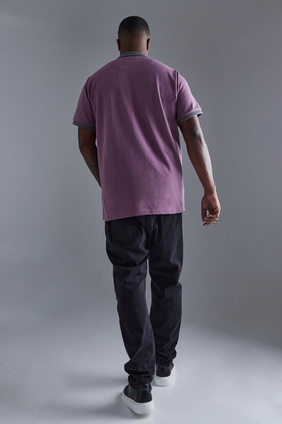Plus Slim-Fit Poloshirt mit Reißverschluss