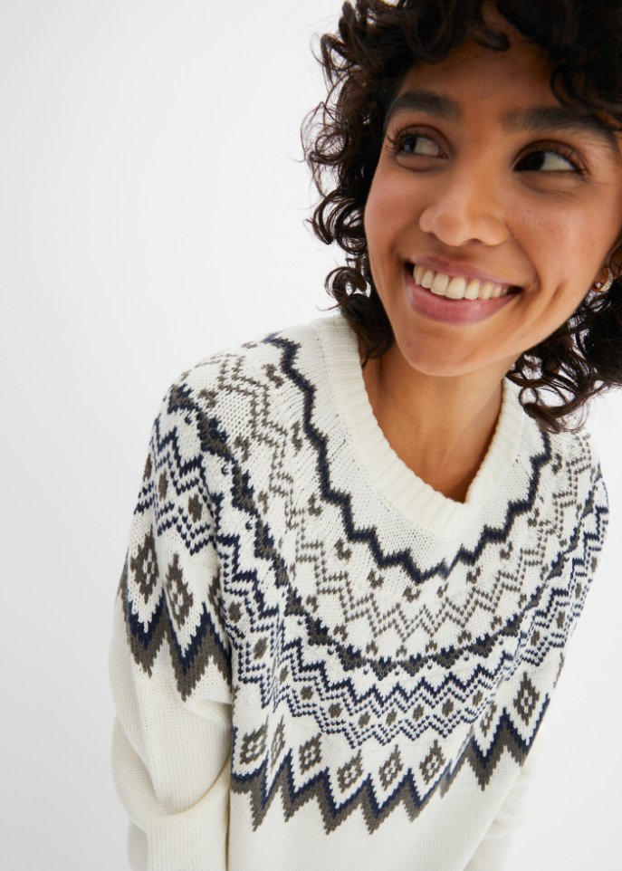 Hochgeschlossener Norweger-Pullover