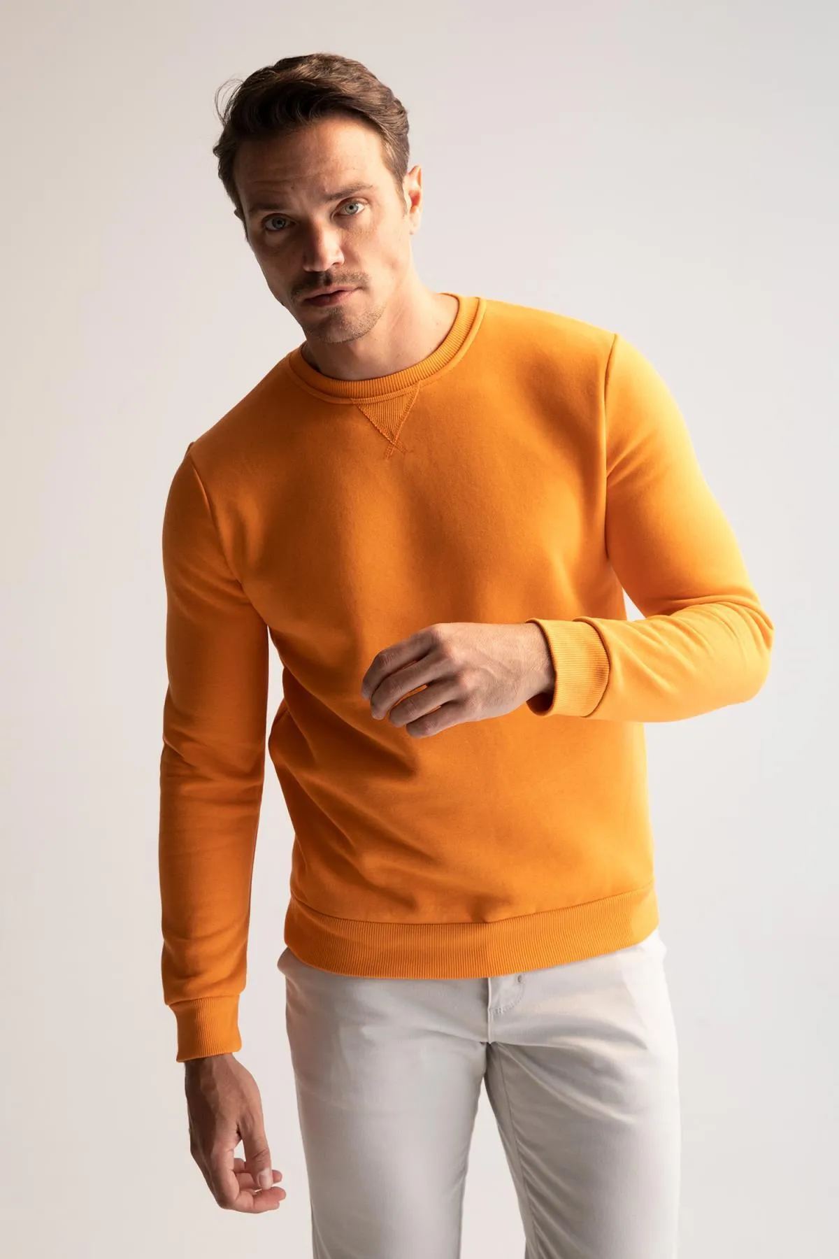 DeFacto  Basic-Sweatshirt aus Baumwolle mit normaler Passform und Rundhalsausschnitt