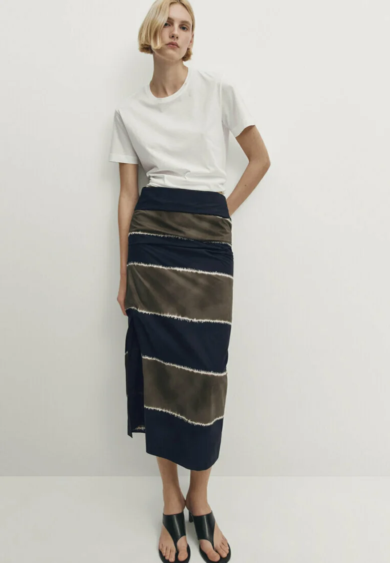 Massimo Dutti RAYAS DOBLE TONO - Falda Lápiz