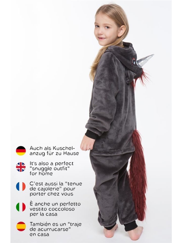 Corimori Onesie Kostüm in Anthrazit/lila günstig kaufen