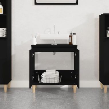 vidaXL Badezimmerspiegelschrank Waschbeckenunterschrank Schwarz 58x33x60 cm Holzwerkstoff (1-St)