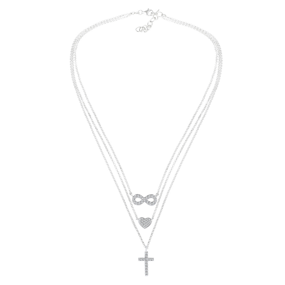 Elli Elli Collier Femme Pendentif en Forme de Croix à l'Infini avec des Cristaux  en A collier