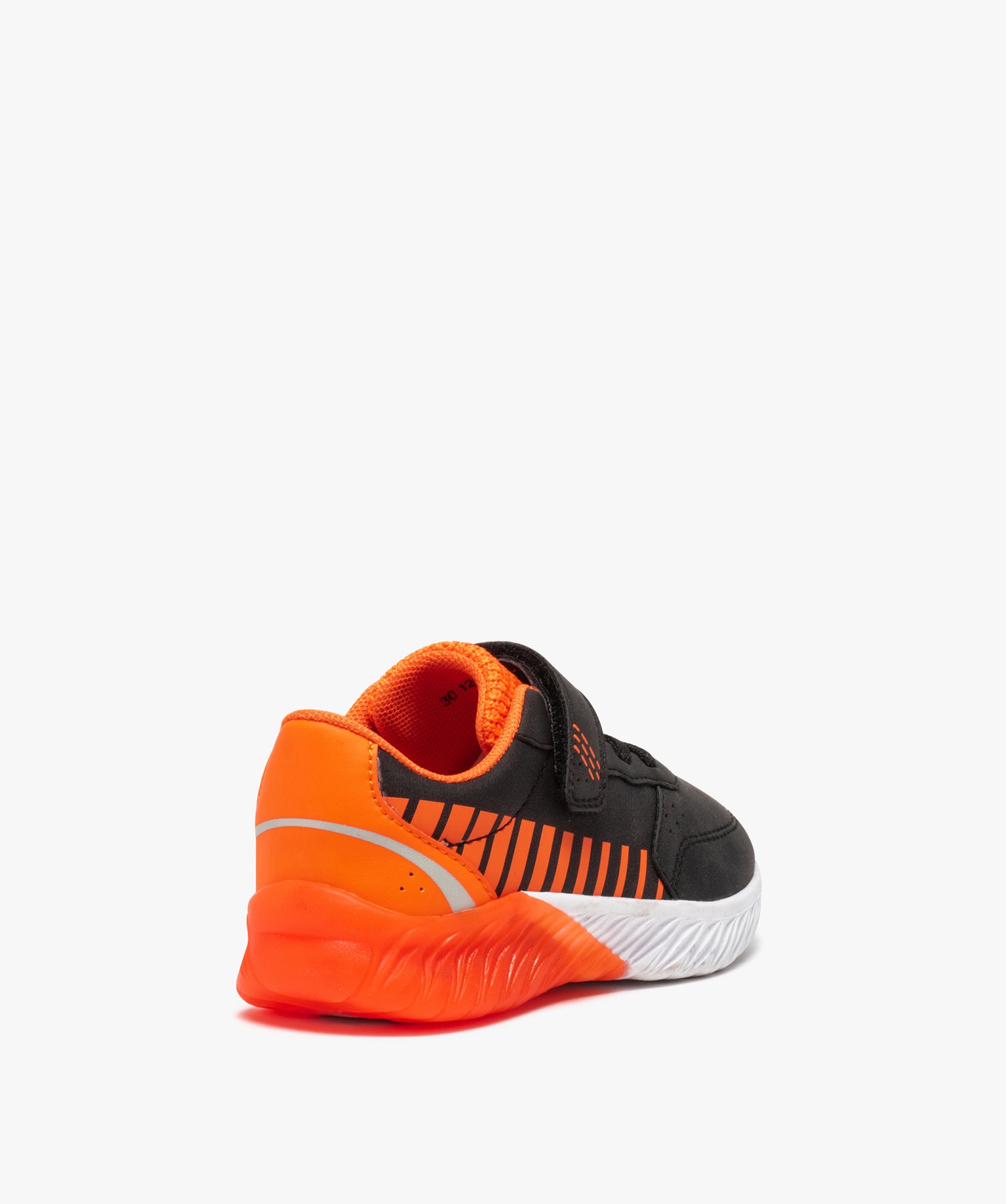 Baskets Garçon running bicolores à lacets et scratch noir | GEMO