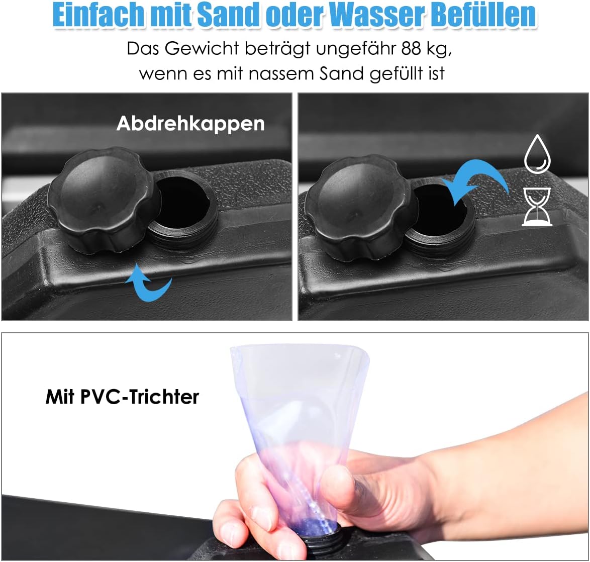 Costway COSTWAY 4-teiliger Sonnenschirmständer, Schirmständer 70kg befüllbar