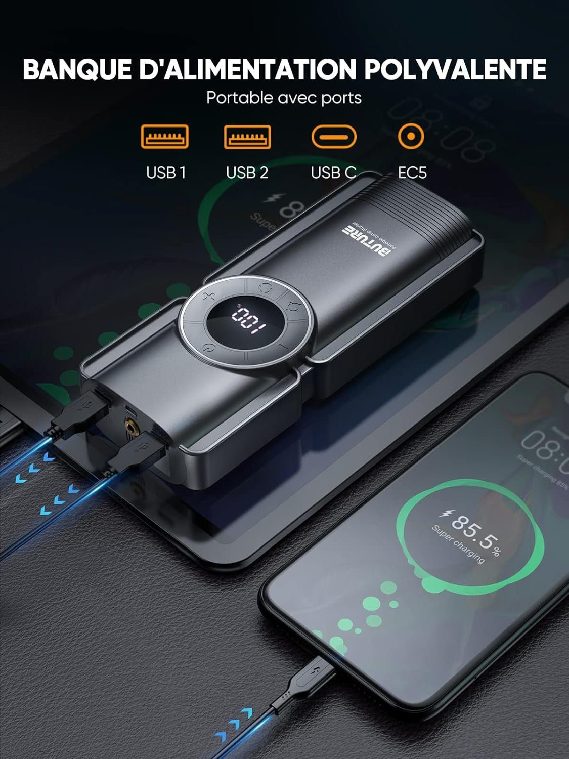 Buture Starthilfegerät, Powerbank 4000A 26800mAh LCD-Display