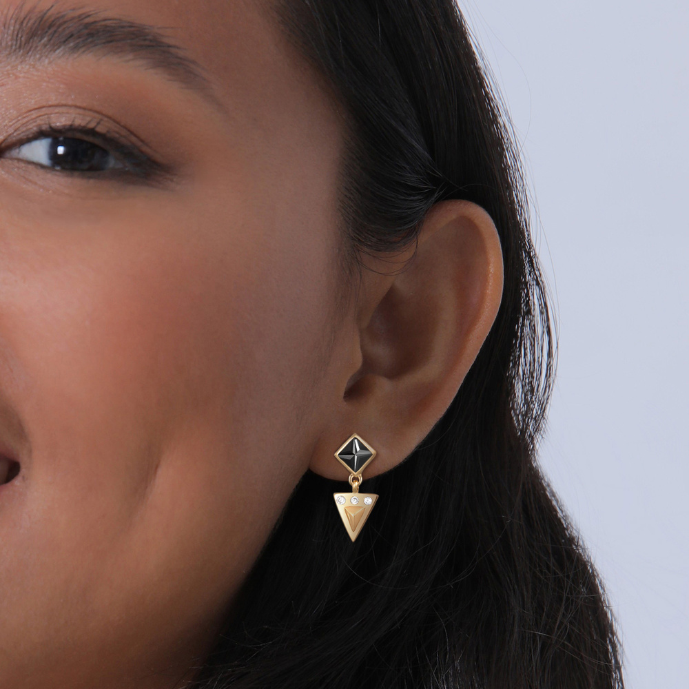 Elli Elli Boucles d'Oreilles Femmes pendentif d'oreilles Géo Elegant avec zircon en ar Boucles d'oreilles